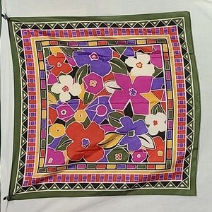 Colorful Floral Vintage Scarf 34" Square